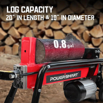 PowerSmart Electric Log Splitter 7-Ton- Efficient Wood Splitter With 3500 Motor Speed, 15 Amp