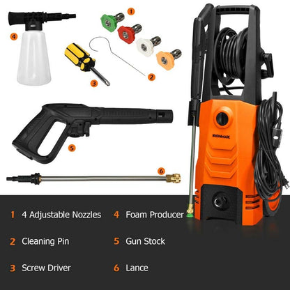 3500PSI Electric Pressure Washer 1800W 2.6 Gpm Portable Electric Power Washer With 4 Nozzles