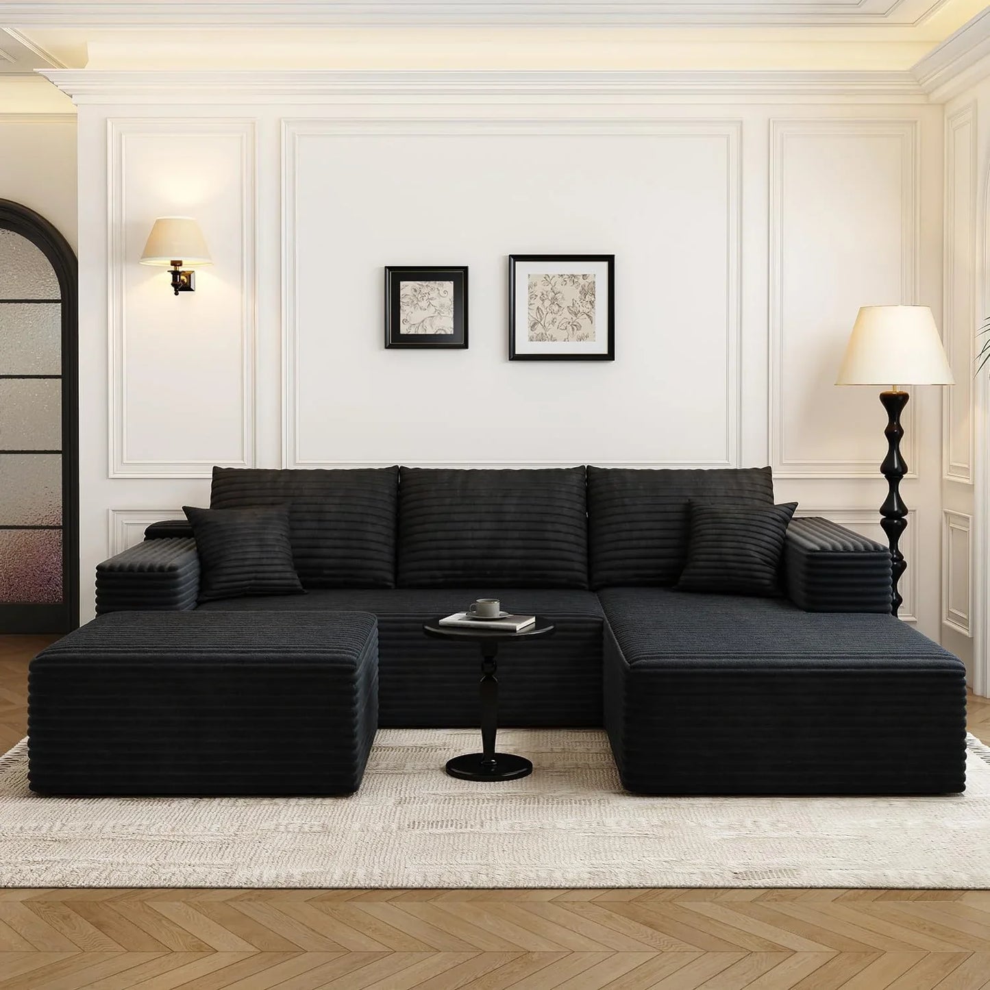 107.5 In. Cloud Modular Sectional Sofa Couch With L-Shape Chaise, Modern Minimalist Upholstered Couches For Living Room Bedroom