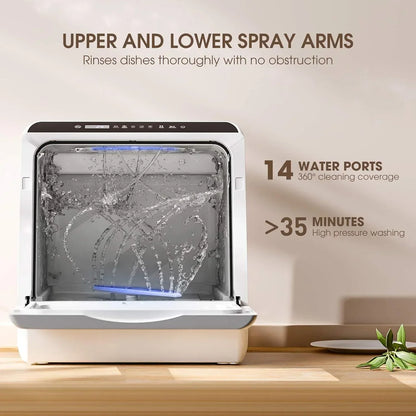 Novete Portable Tabletop Dishwasher Compact Dishwasher With 5-liter Built-In Water Tank