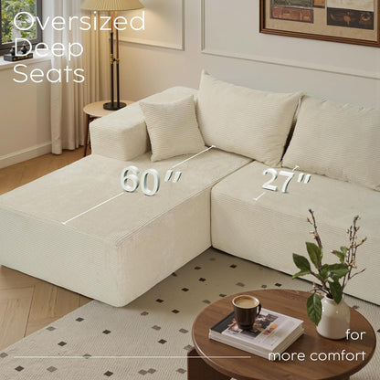 Cloud Sectional Couch With L-Shape Chaise, Modern Modular Sofa With Deep Seat, Upholstered Couches For Living Room Bedroom, No Assembly Required