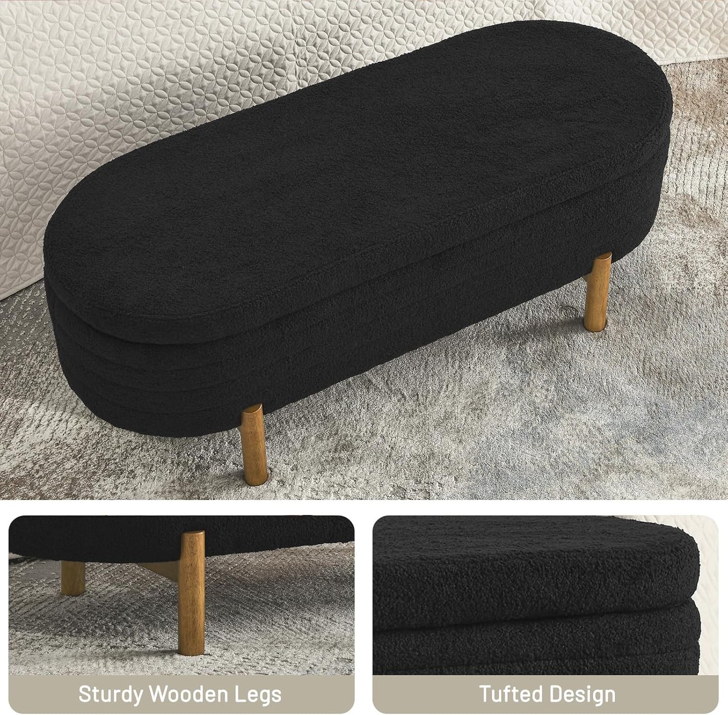 Furniliving Modern Storage Ottoman Bench