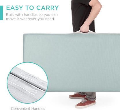 Best Choice Products 4 In. Portable Queen-Size Mattress, Tri-Fold Mattress For Camping, Guest, Toddler, Foam Plush w/Carry Case- Grey