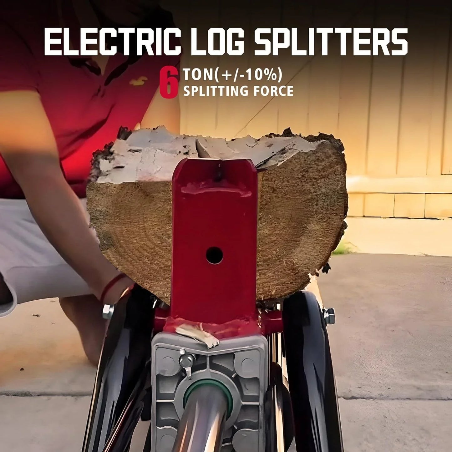PowerSmart Electric Log Splitter 7-Ton- Efficient Wood Splitter With 3500 Motor Speed, 15 Amp