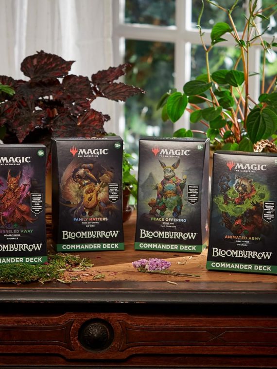 Magic, The Gathering Bloomburrow Commander Deck Bundle, Includes All 4 Decks, Animated Army Family Matters Peace Offering And Squirreled Away