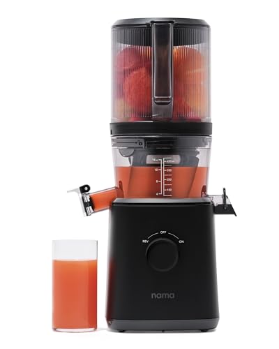 Nama J2 Cold Press Juicer, Self Feeding For Hands Free Operation With Wide Mouth Hopper For Whole Recipe Loading