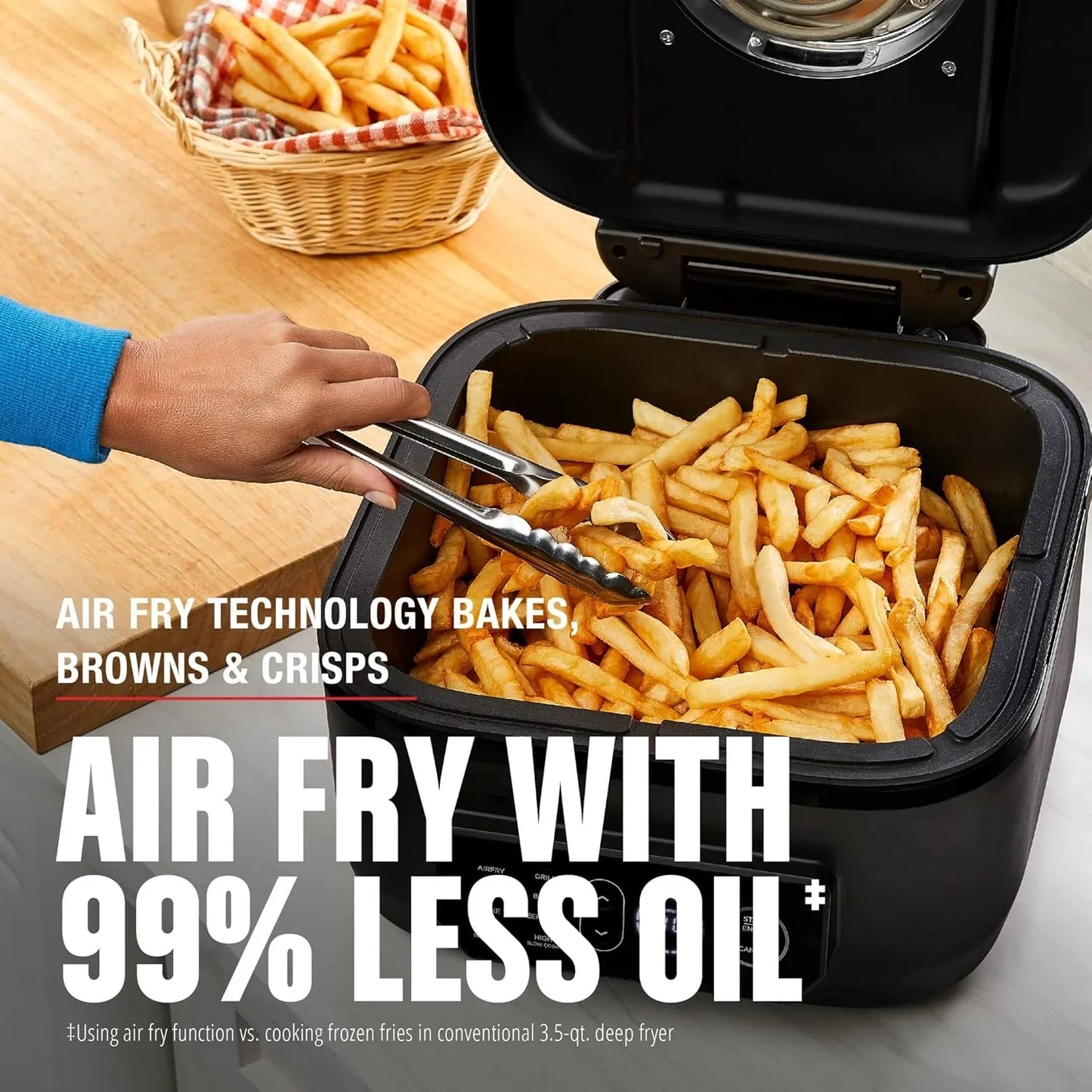 George Foreman Beyond Grill锟 7-in-1 Electric Indoor Grill With Air Fry Technology, MCAFD800D, Black, Large