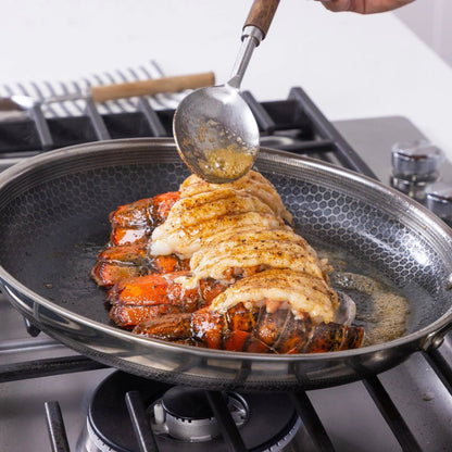 HexClad 6 Piece Hybrid Stainless Steel Cookware Pan Set 8 In. 10 In. 12 In. With Glass Lids Size, One Size Black
