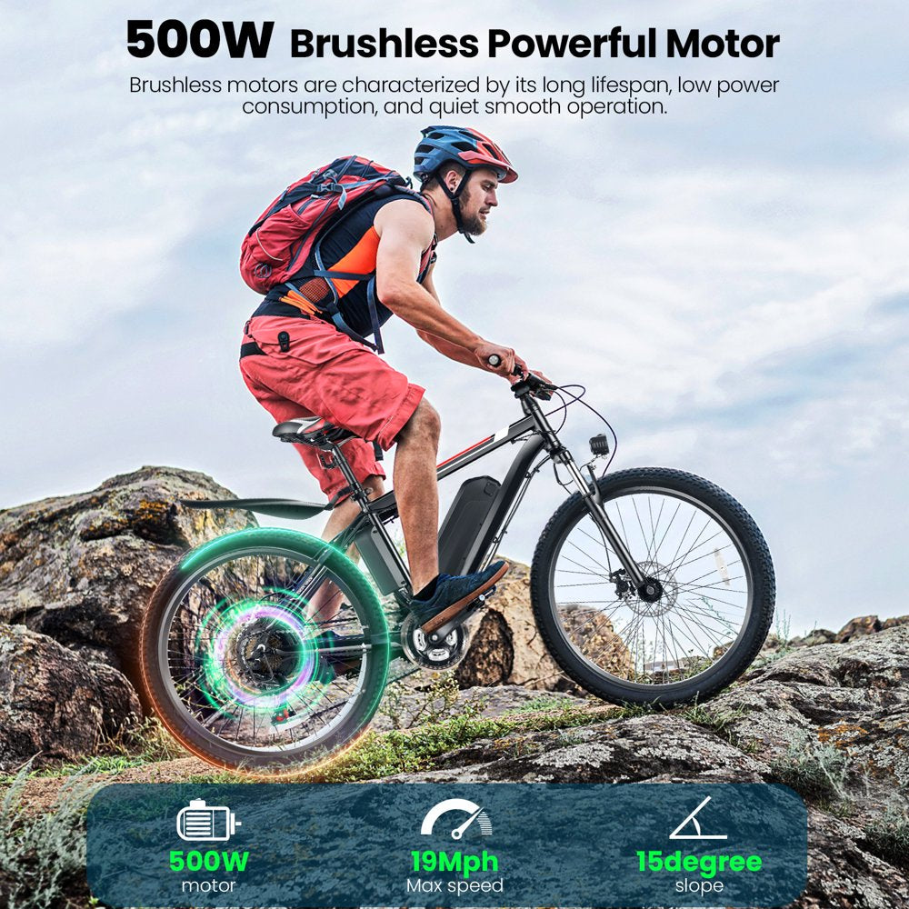 500W Electric Bike 26 In. Electric Bicycle For Adults With Cruise Control System Ebike