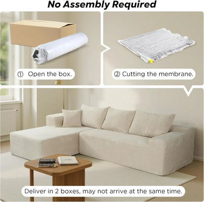 Cloud Sectional Couch With L-Shape Chaise, Modern Modular Sofa With Deep Seat, Upholstered Couches For Living Room Bedroom, No Assembly Required