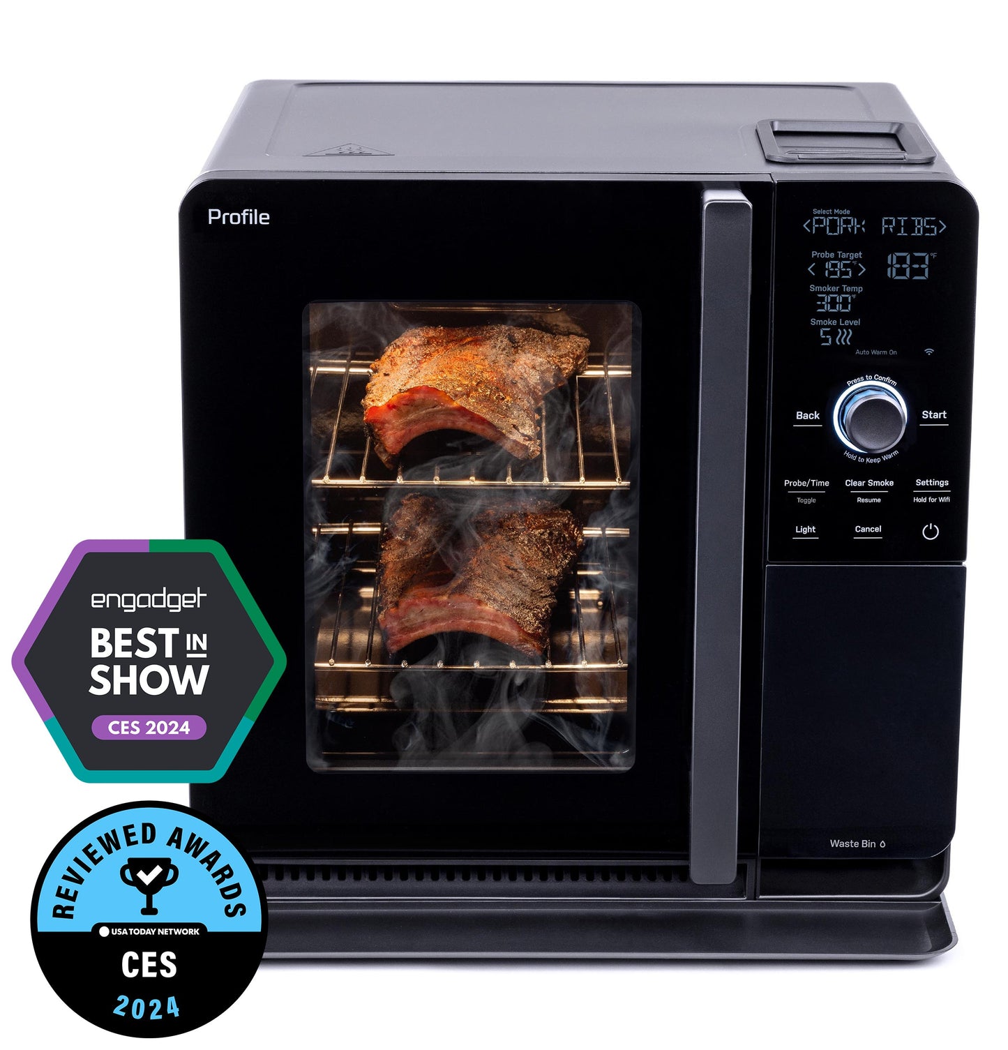 GE Profile, Smart Indoor Smoker, Black