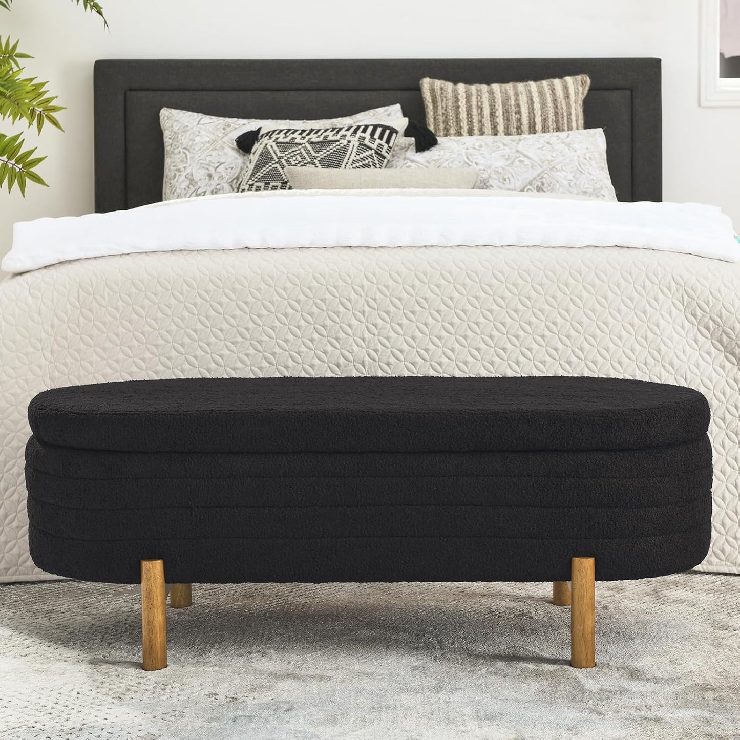 Furniliving Modern Storage Ottoman Bench