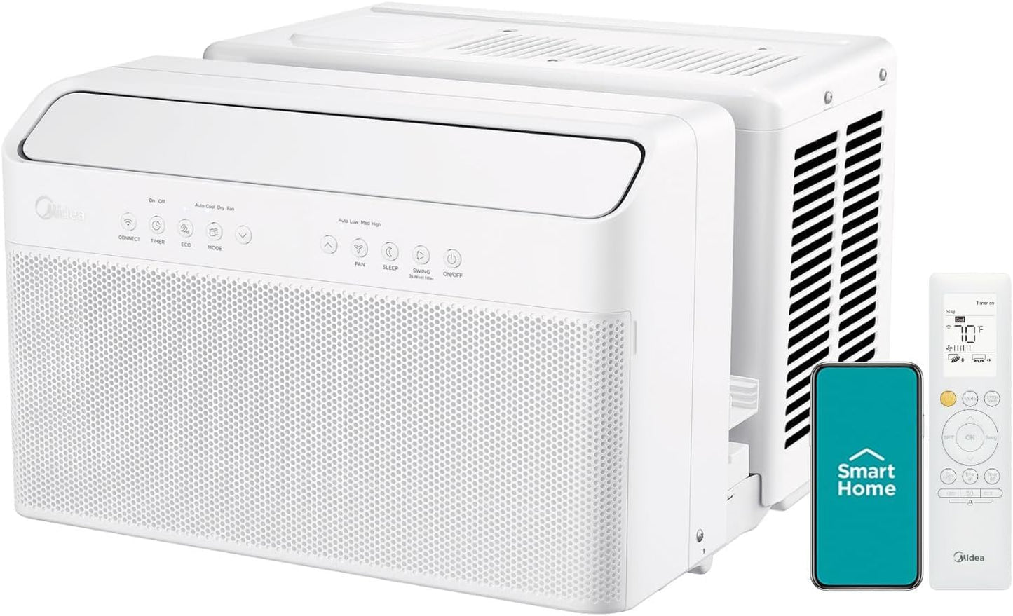 Midea 12,000 BTU U-Shaped Smart Inverter Window Air Conditioner, Cools Up To 550 Sq. Ft