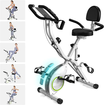 Foldable Exercise Bike Stationary Bikes For Home, 5-in-1 Indoor Workout Bike, Cycling Bike With 16-Level Quiet Magnetic Resistance