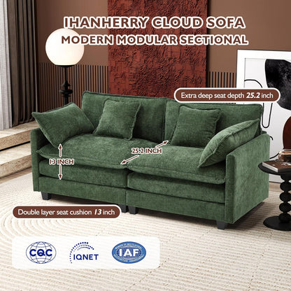111.4 In. L-Shaped Modern Sofa Modular Cloud Sofa Ottoman 4-Seater Chenille Deep Seat Sofa