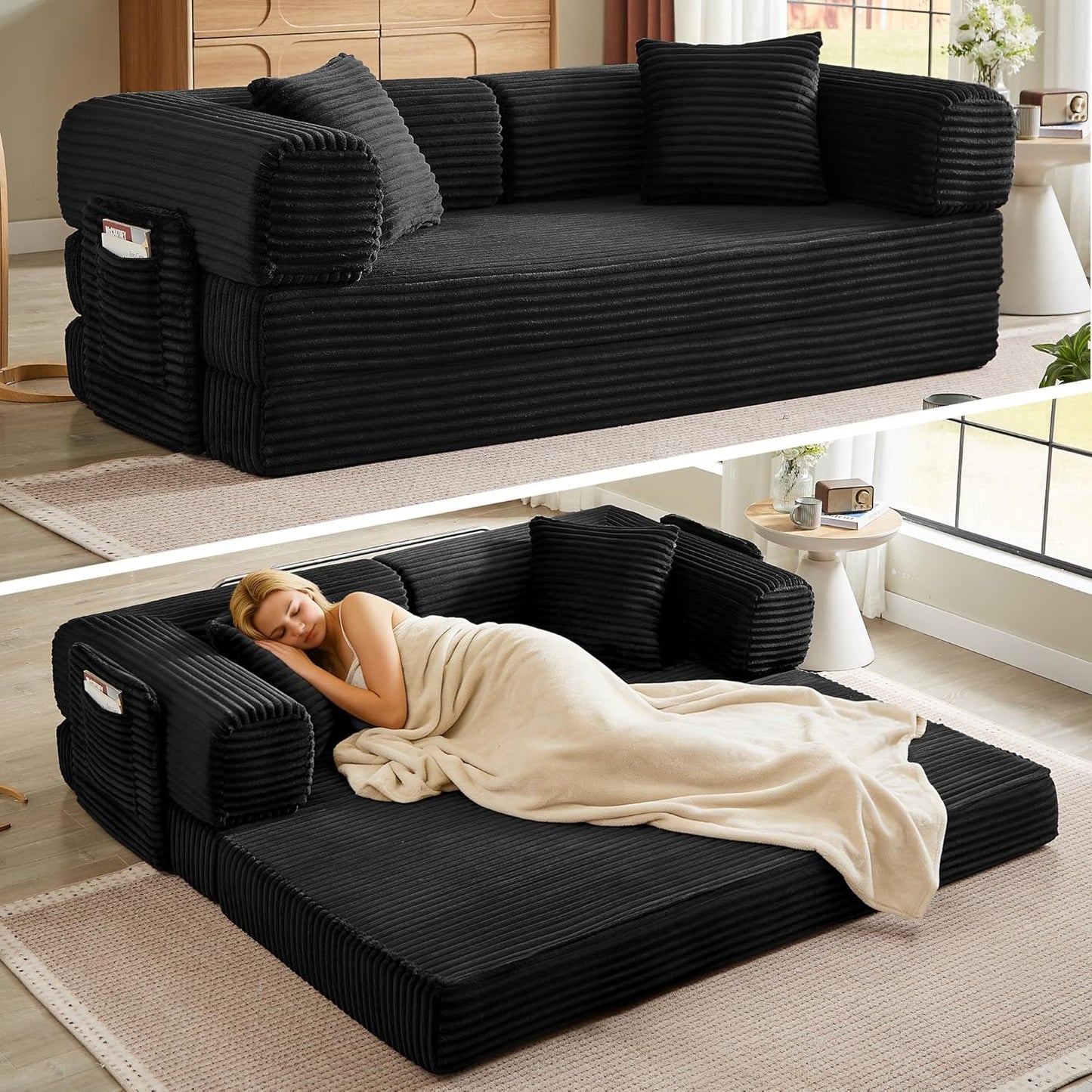 Boneless Couch Folding Couches For Living Room Sofa, Futon Sofa Bed With Sleeper Sofa
