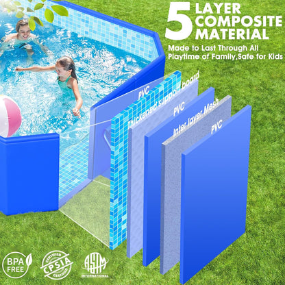 Foldable Pool, Large Non-Inflatable Swimming Pool For Kids, Adult Collapsible Pools Hard Plastic Shell, Oversized Thickened