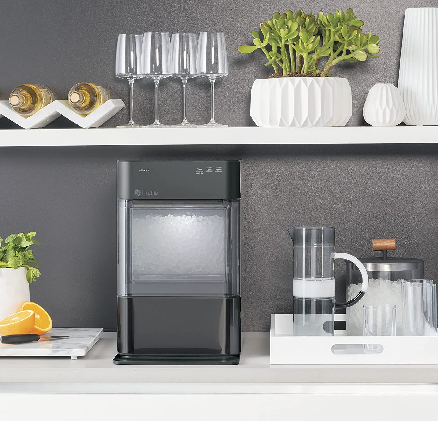 GE Profile Opal 2.0, Countertop Nugget Ice Maker, Ice Machine With WiFi Connectivity, Smart Home Kitchen Essentials, Black Stainless