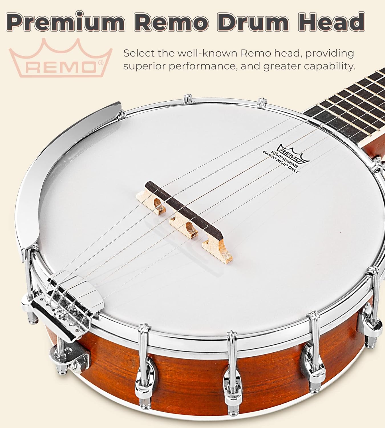 String Banjo 26 In. Mini Travel Banjo Banjo Beginner Kit With Remo Head Open Back And Closed Solid Back With Beginner Kit Comfortable Carrying Bag