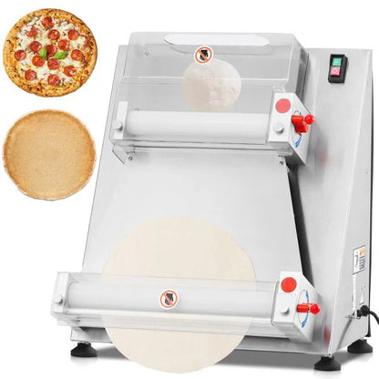 Commercial Pizza Dough Roller Sheeter, Max 16, Automatic 370W Electric Pizza Dough Roller, Stainless Steel, Suitable For Noodle