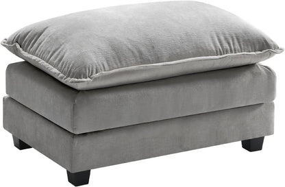111.4 In. L-Shaped Modern Sofa Modular Cloud Sofa Ottoman 4-Seater Chenille Deep Seat Sofa
