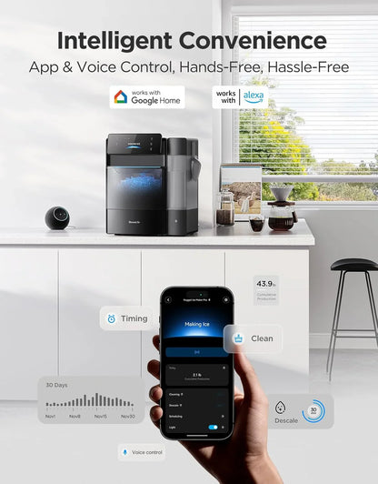 GoveeLife Smart Nugget Ice Maker Pro, 60lbs Daily, 6-Minute First Ice, 40dB Ultra-Quiet With AI NoiseGuard, App And Voice Control, Self-Clean