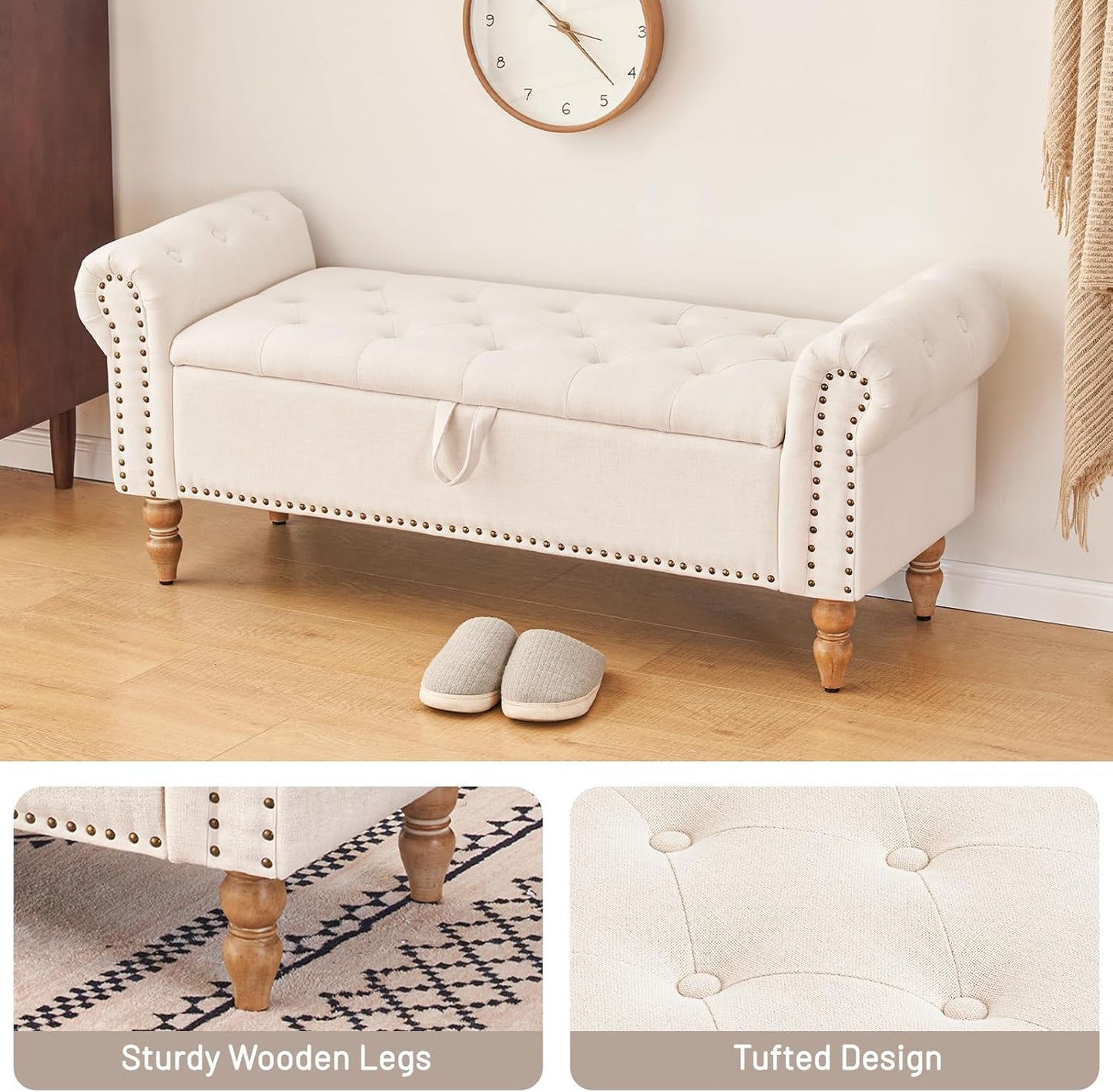 Furniliving Modern Storage Ottoman Bench