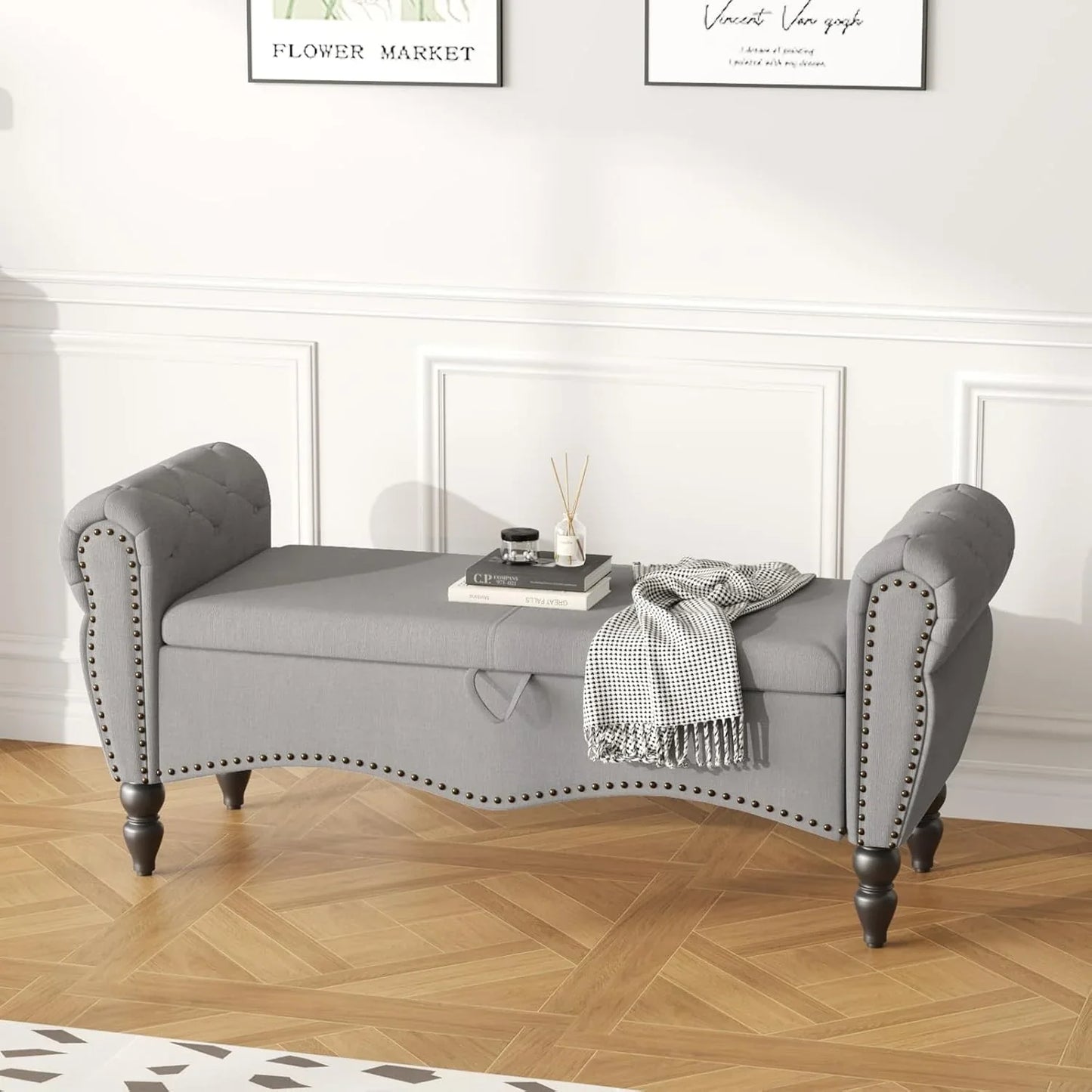 Furniliving Modern Storage Ottoman Bench