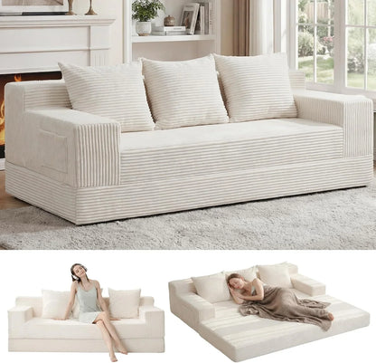 Loveseat Boneless Convertible Sofa Bed, Folding Floor Futon Sleeper Sofa Couch Bed- Boneless Foldable Couch