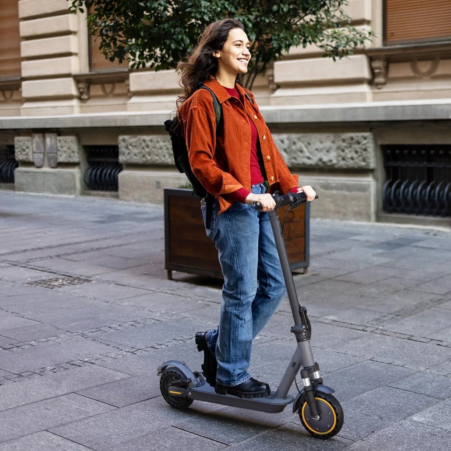 Electric Scooter, 350W/500W Powerful Motor, 8.5 In./10 In. Solid Tires, 19/22Mph, 28/21/12 Miles Range, Dual Braking