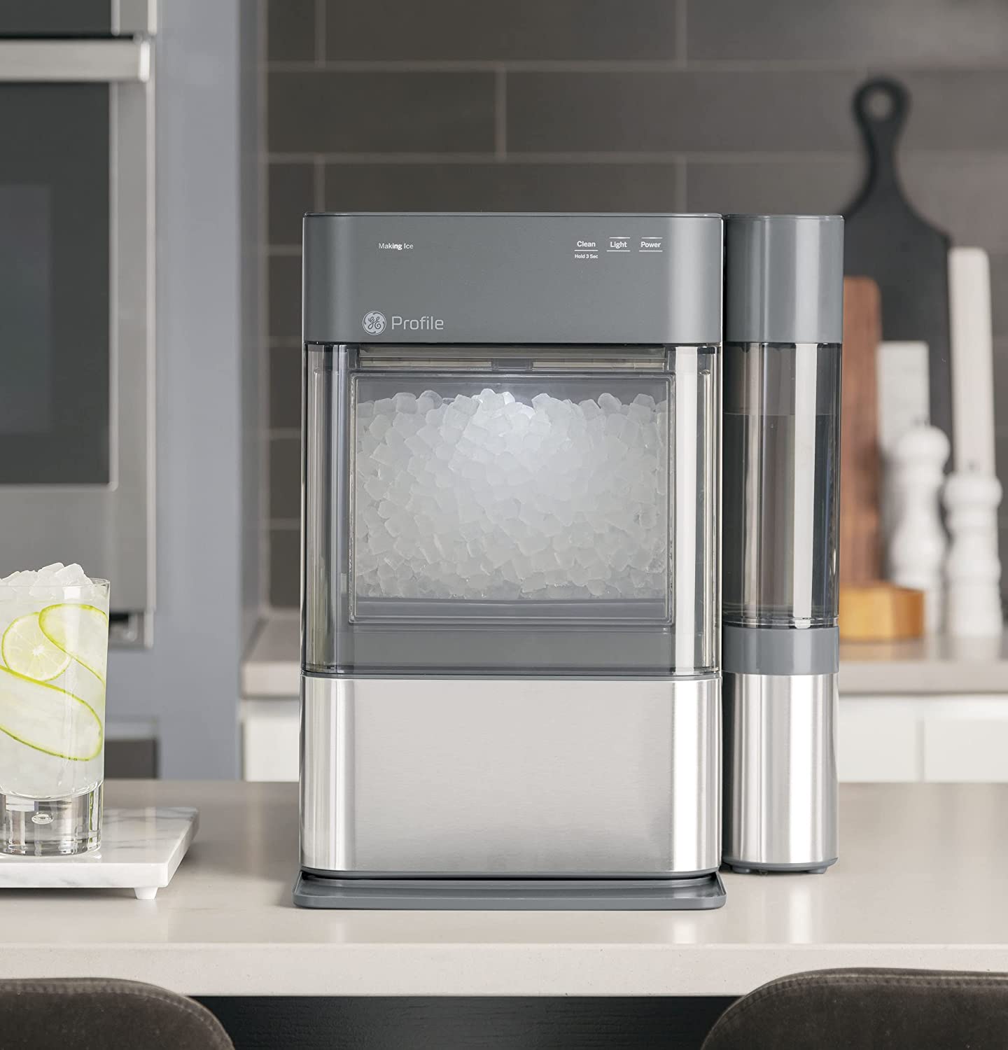 GE Profile Opal 2.0, Countertop Nugget Ice Maker, Ice Machine With WiFi Connectivity, Smart Home Kitchen Essentials, Black Stainless