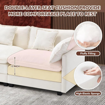 Ihanherry 146 In. U-Shaped Modern Sofa Modular Sectional Cloud Couch With 2 Ottoman