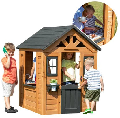 Indoor/Outdoor Cedar Playhouse With Kitchen