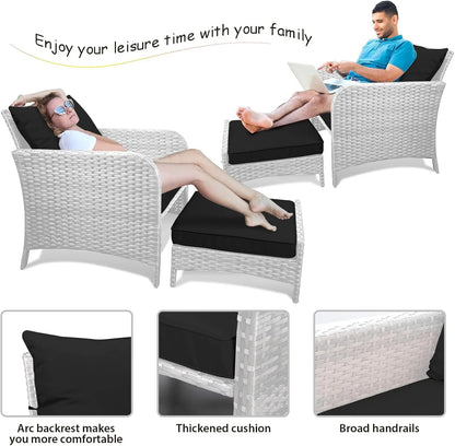 Leveleve Balcony Furniture 5 Piece Patio Conversation Set