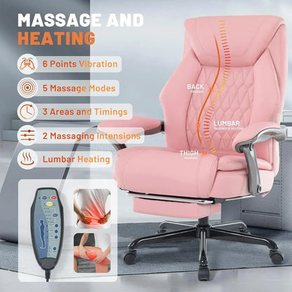 Massage Office Chair With Heating And Footrest Ergonomic Executive Reclining Office Chair