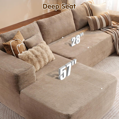 Ovios 104 In. Cloud Sectional Couch With L-Shape Chaise, Modern Modular Sofa With Deep Seat, Upholstered Couches For Living Room Bedroom