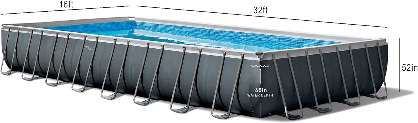 Rectangular Frame Above Ground Outdoor Swimming Pool Set With 1200 Gph Sand Filter Pump, Pool Cover And Ladder