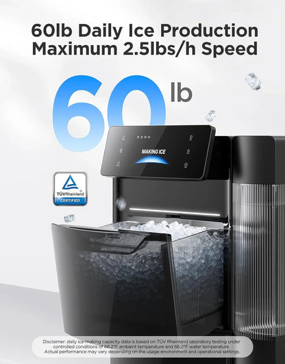 GoveeLife Smart Nugget Ice Maker Pro, 60lbs Daily, 6-Minute First Ice, 40dB Ultra-Quiet With AI NoiseGuard, App And Voice Control, Self-Clean