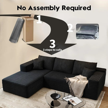 107.5 In. Cloud Modular Sectional Sofa Couch With L-Shape Chaise, Modern Minimalist Upholstered Couches For Living Room Bedroom