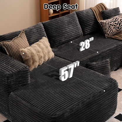 Ovios 104 In. Cloud Sectional Couch With L-Shape Chaise, Modern Modular Sofa With Deep Seat, Upholstered Couches For Living Room Bedroom