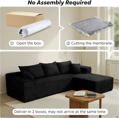 Cloud Sectional Couch With L-Shape Chaise, Modern Modular Sofa With Deep Seat, Upholstered Couches For Living Room Bedroom, No Assembly Required
