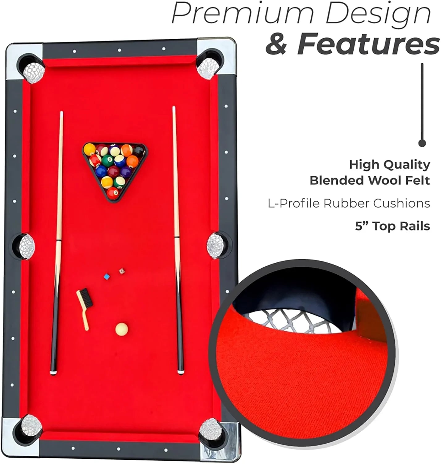 6 Ft. Portable Pool Table, Adults Folding Billiards Tables For Game Room With Easy Foldable Storage, Includes Full Set Of Billiard Balls, Cues