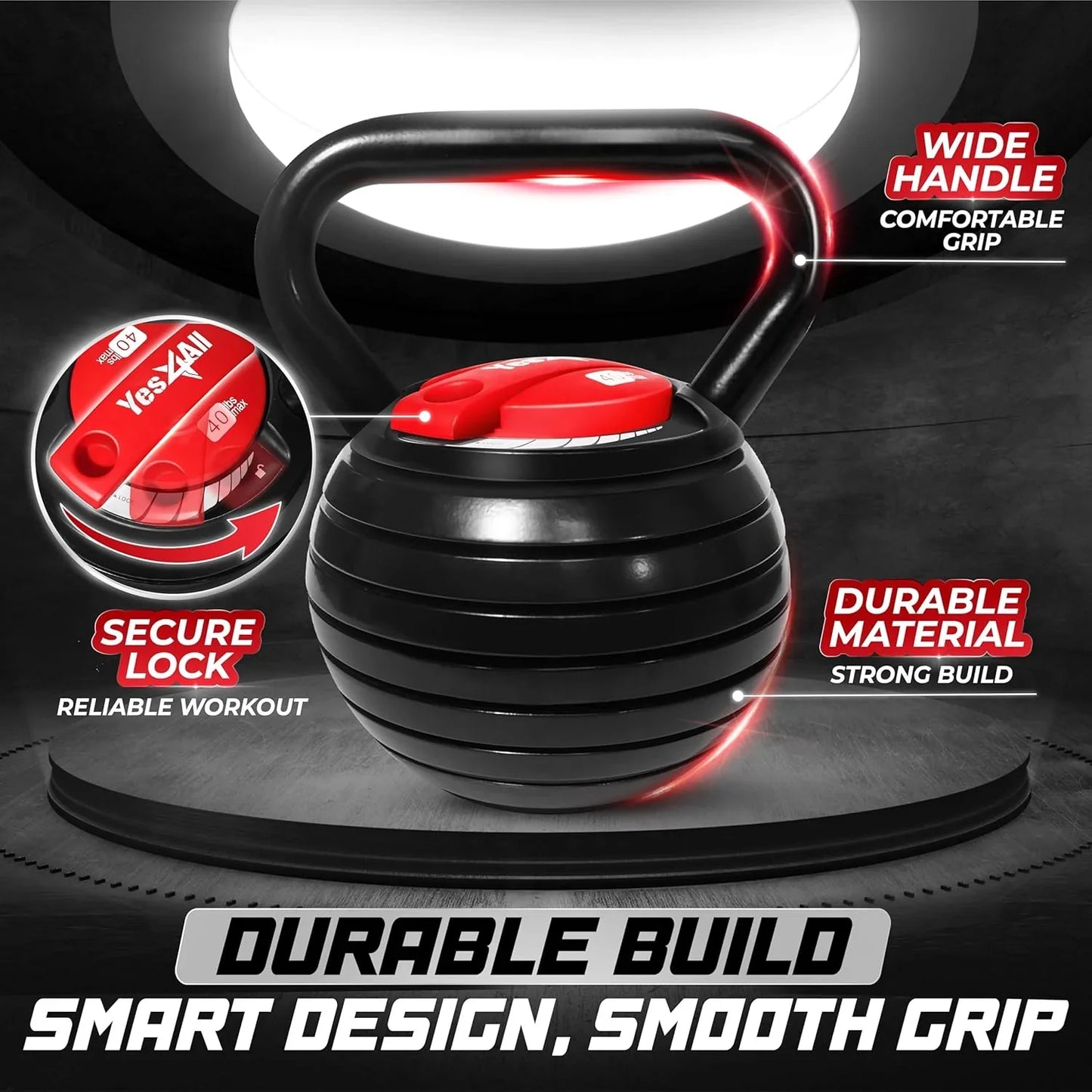 Yes4All Adjustable Kettlebell, Kettle Grip, Kettlebell Handle, Convert To Kettlebells Weight Set