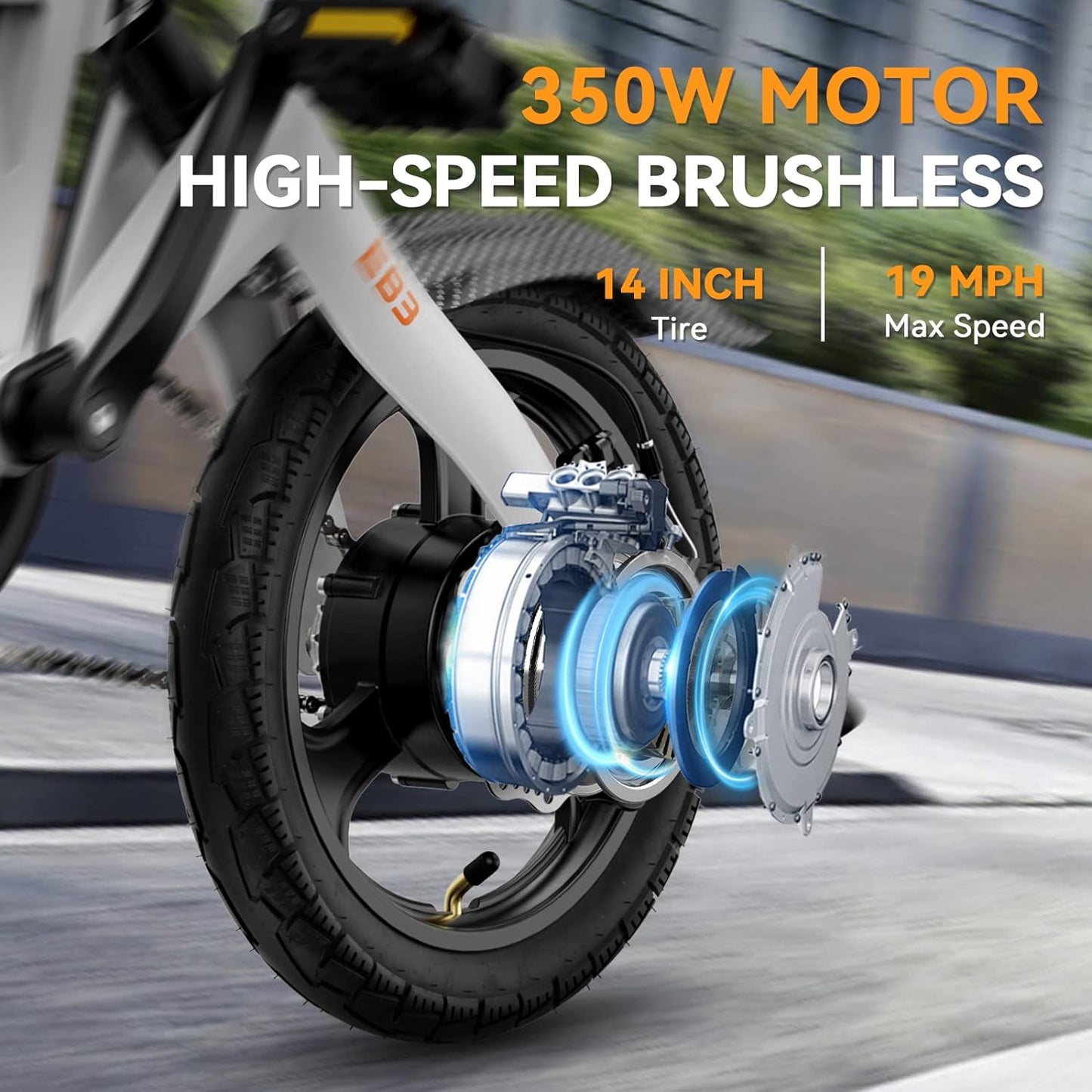 Jasion EB3 Electric Bike Adults 21mph, 500W Peak Motor, 270Wh Battery, Rear Suspension, 3 Levels Assist