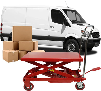660lbs Hydraulic Lift Table Cart, 31 In. Lift Height, Double Scissor Design With 4 Wheels And Non-Slip Pad For Material Handling