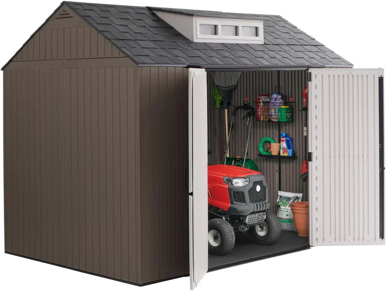 Rubbermaid Resin Outdoor Storage Shed With Floor Weather Resistant Gray Organization For Home