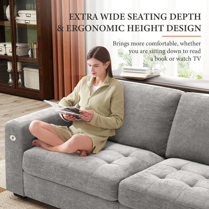 111.4 In. L-Shaped Modern Sofa Modular Cloud Sofa Ottoman 4-Seater Chenille Deep Seat Sofa