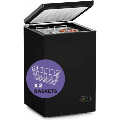 Northair Chest Freezer C 3.5 Cu. Ft. With 2 Removable Baskets C Reach In Freezer Chest C Quiet Compact Freezer C 7 Temperature Settings C Black