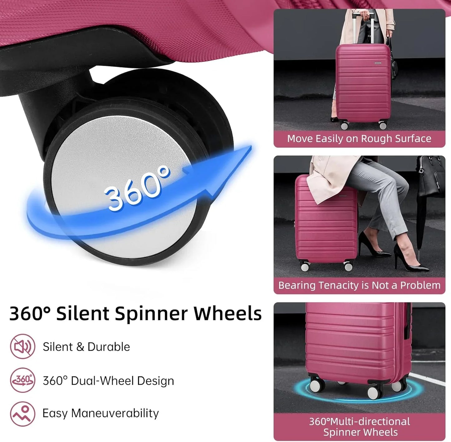 6-piece Luggage Set, Expandable Hardshell Suitcase Set With Spinner Wheels, Lightweight Rolling Luggage Set