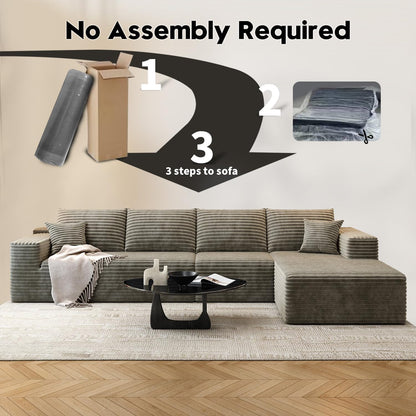 107.5 In. Cloud Modular Sectional Sofa Couch With L-Shape Chaise, Modern Minimalist Upholstered Couches For Living Room Bedroom